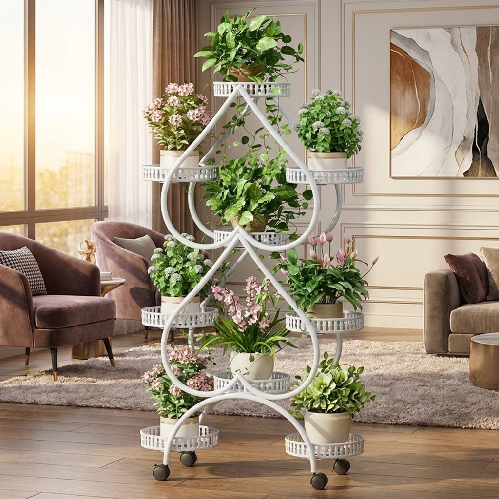 北欧多層鉄植物棚床置きリビングルームバルコニーモダンな収納植木鉢ラック屋内装飾アート