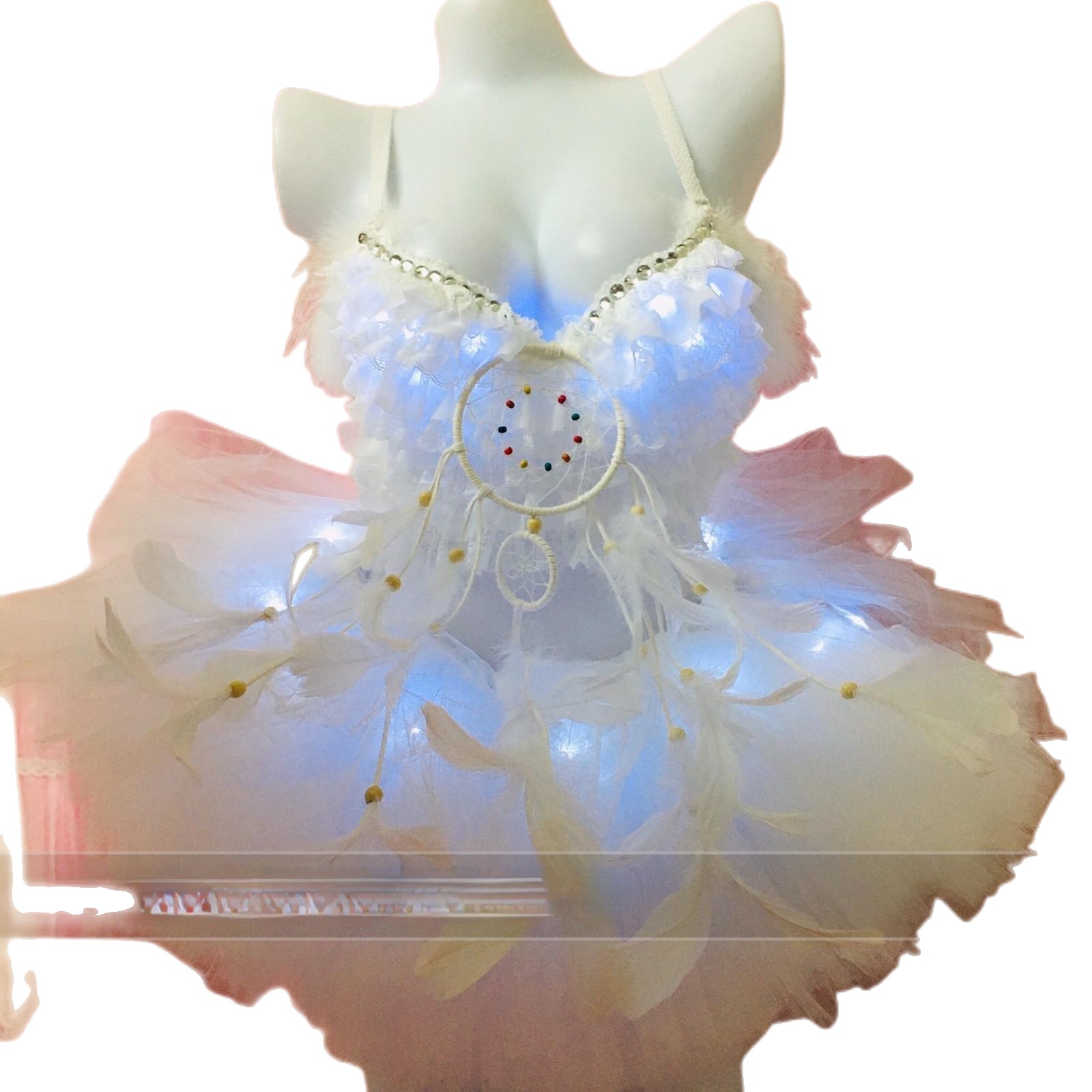 LED コスチューム 女性用 パーティー レイブ衣装 ファンシー ステージ ナイトクラブ 未来的 服 ゴーゴー ダンサー ライトアップ ブラジャー チュチュ スカート セット デート