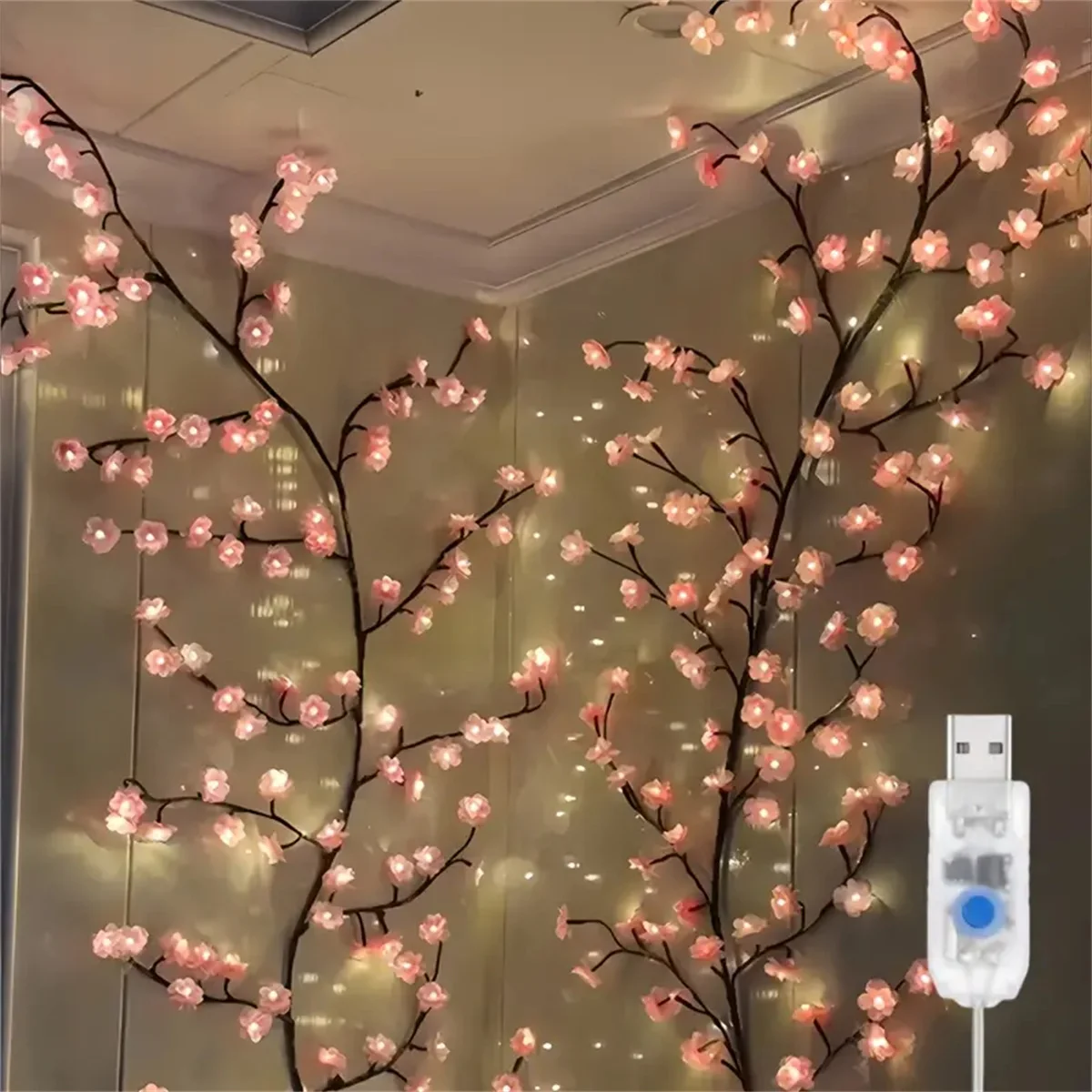桜 96 Led USB 木の枝籐ライト 8 モードカラフルなストリングランプバレンタインクリスマス結婚式の寝室の装飾