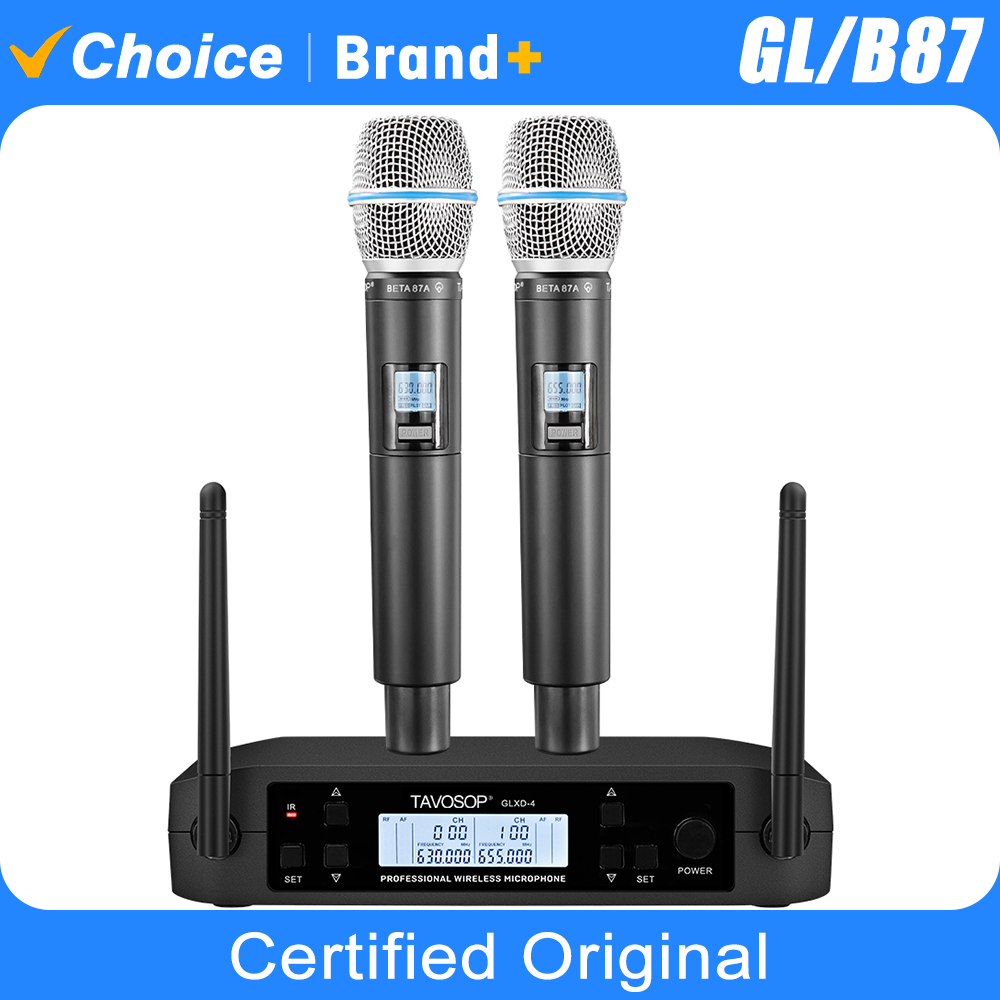 TAVOSOP GLXD4 B87 プロフェッショナルワイヤレスマイク UHF システムハンドヘルドマイクステージスピーチ結婚式ショーバンドホームパーティー教会