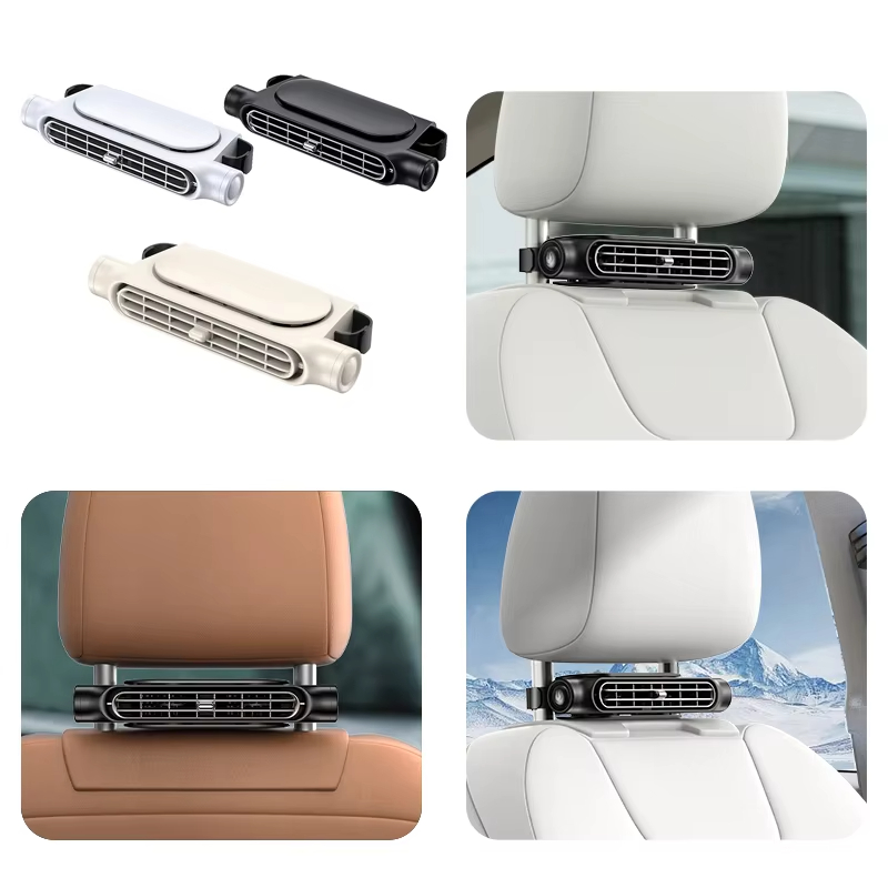 カーシート冷却ファン 車のヘッドレスト冷却ファン 3速調整可能なUSB電源カーシートファン フロントリアカーインテリアアクセサリー用