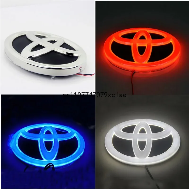 4D 車のロゴフロントグリルフードトランク LED ライトトヨタプリウスヤリスプラド RAV4 ハイランダーカムリ CHR HRV カローラ AYGO アクセサリー