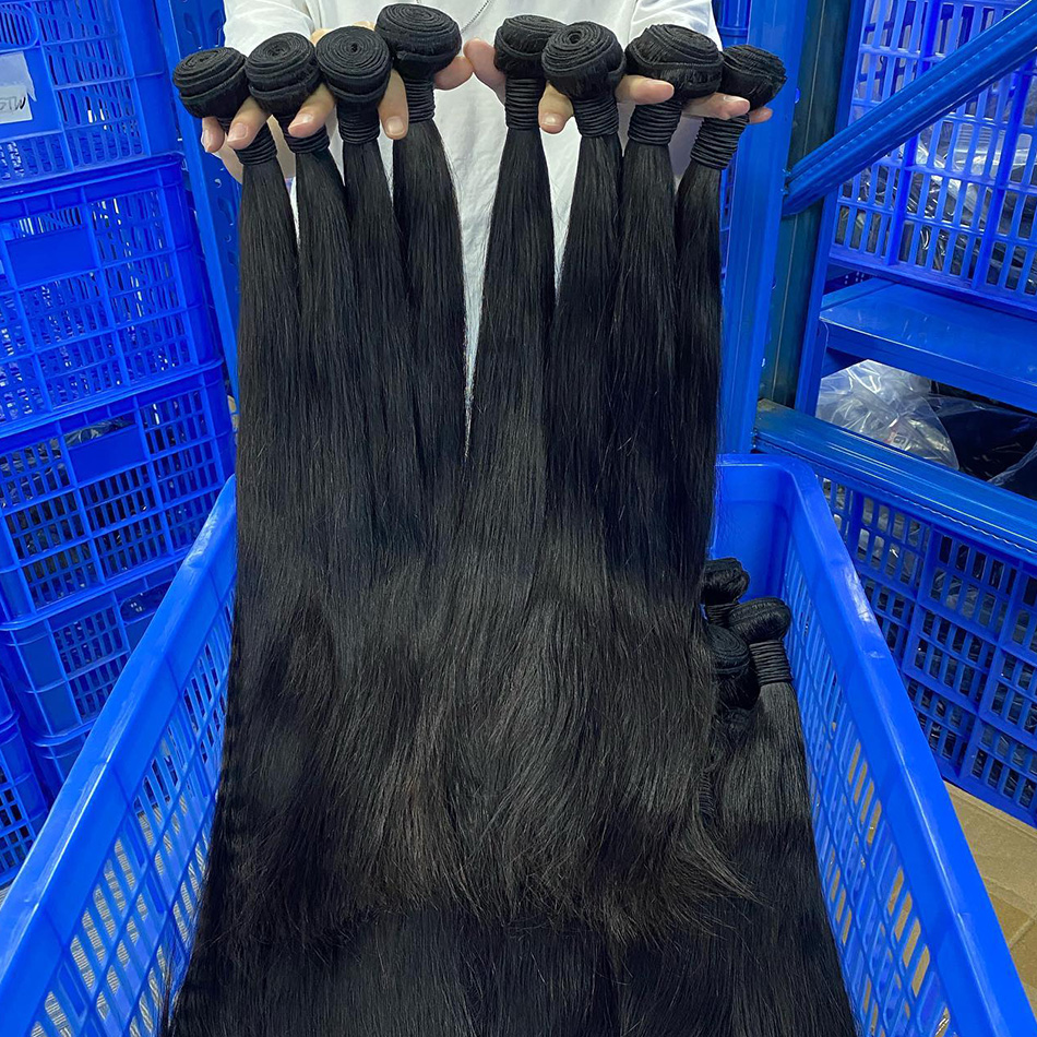 14A 36 インチ骨ストレート織り人毛バンドル生ヘアエクステンションブラジルナチュラルブラック 1 3 4 バンドル取引未処理