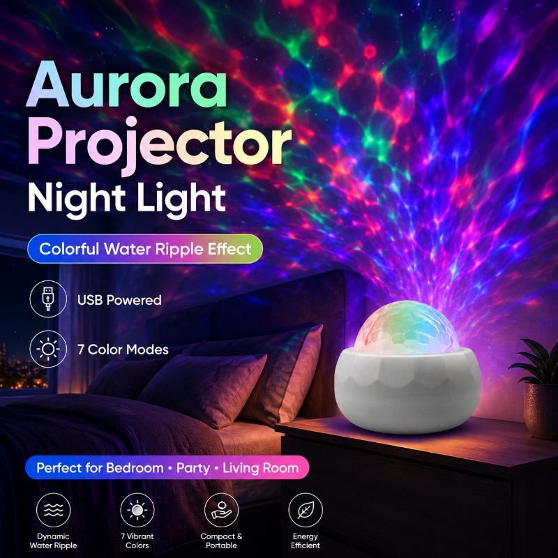 カラフルな水波プロジェクターランプ USB LED オーロラナイトライトギャラクシースタームードランプ寝室パーティー家の装飾プロジェクターランプ
