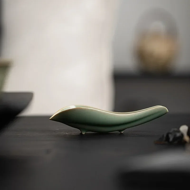 Yue 窯青磁花びら手作り茶茶家庭用スプーンヴィンテージセラミックフーカン茶道アイテム 6 マッチング茶杓