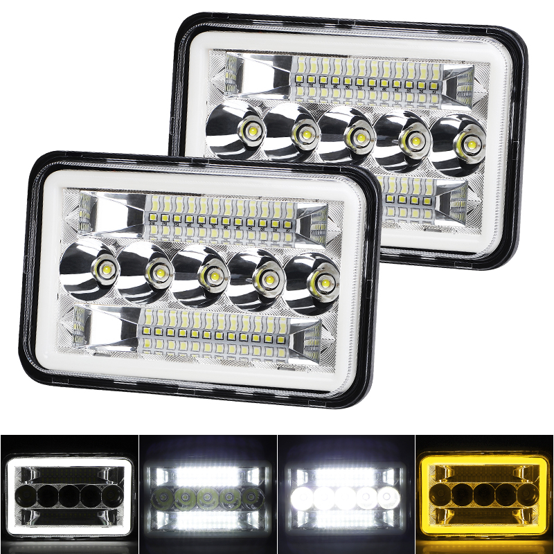 LED 長方形ヘッドこんにちは低光ヘッドランプ DRL 4 × 6 インチフロントフォグランプホンダ XR スズキ DRZ オートバイオフロードジープトラック H4