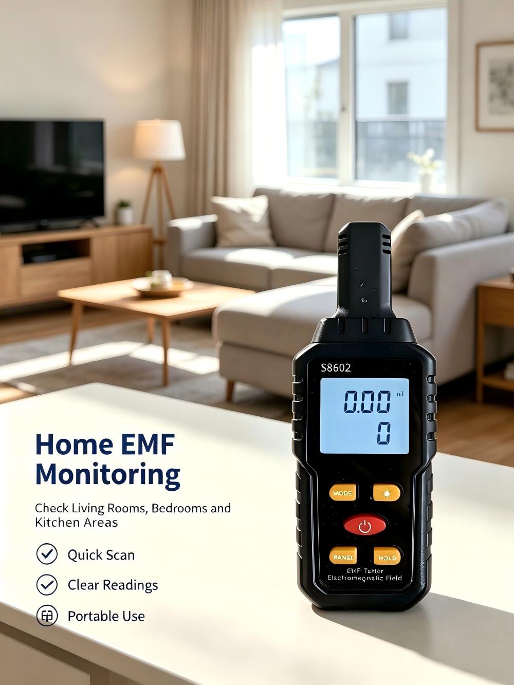 Test electromagnetic field radiation from household appliances, high‑voltage wires, mobile base stations.