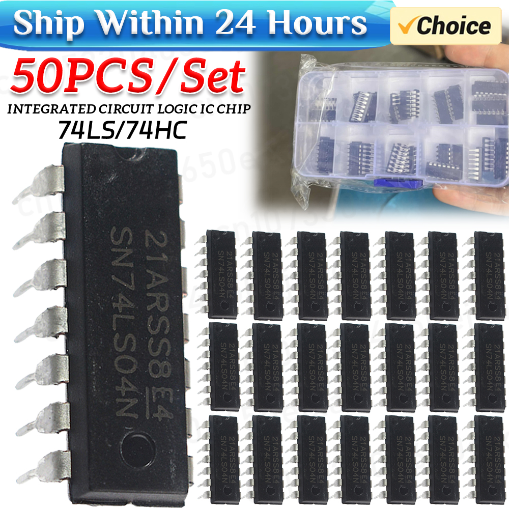 50 個集積回路ロジック IC 74HC/74LS DIP-14 5 値 IC チップ詰め合わせボックスキット電子部品