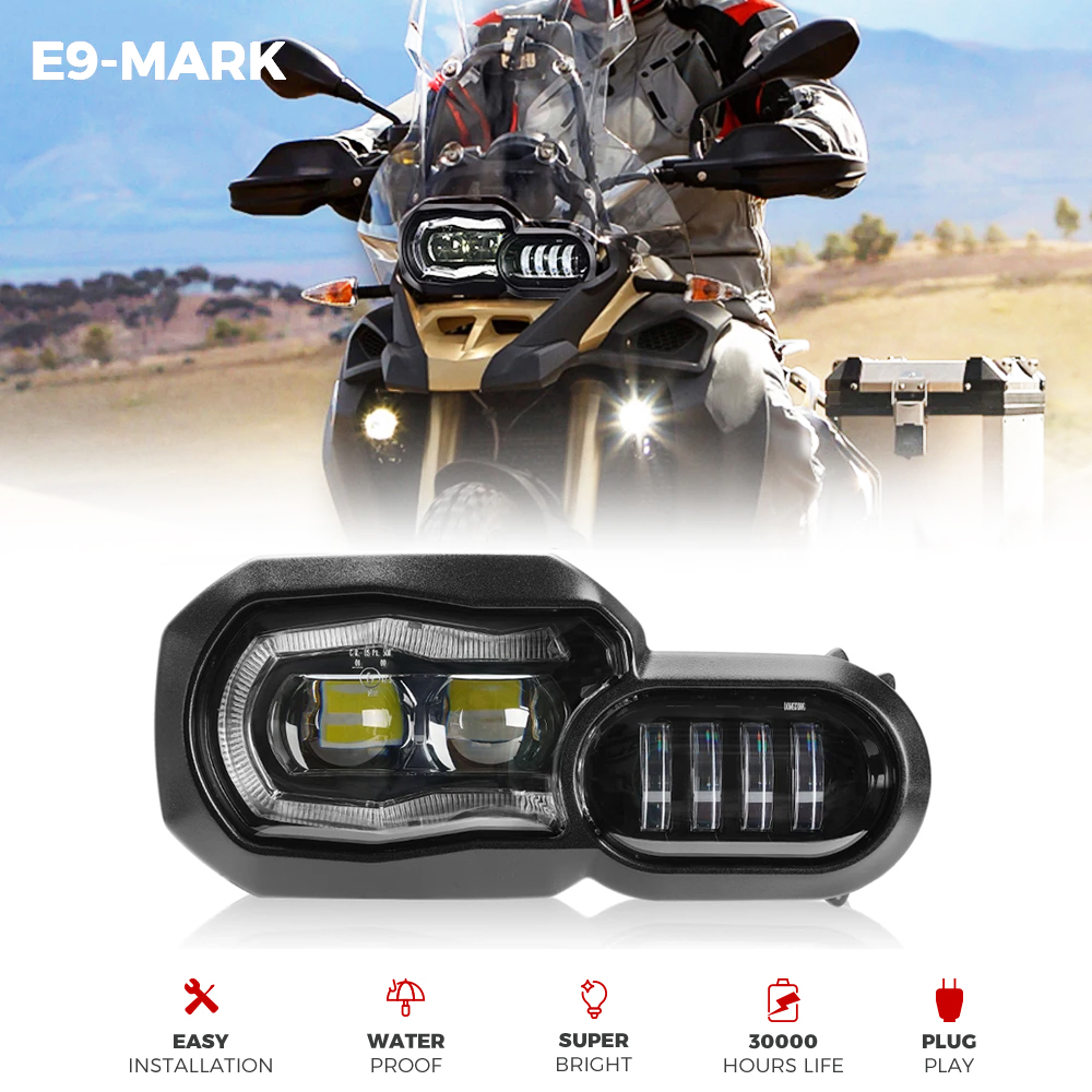 2026 新しい E9 オートバイ LED ヘッドライト BMW F650GS F700GS F800GS F800R ADV GS F800 R ライト完全な LED ヘッドライトアセンブリ