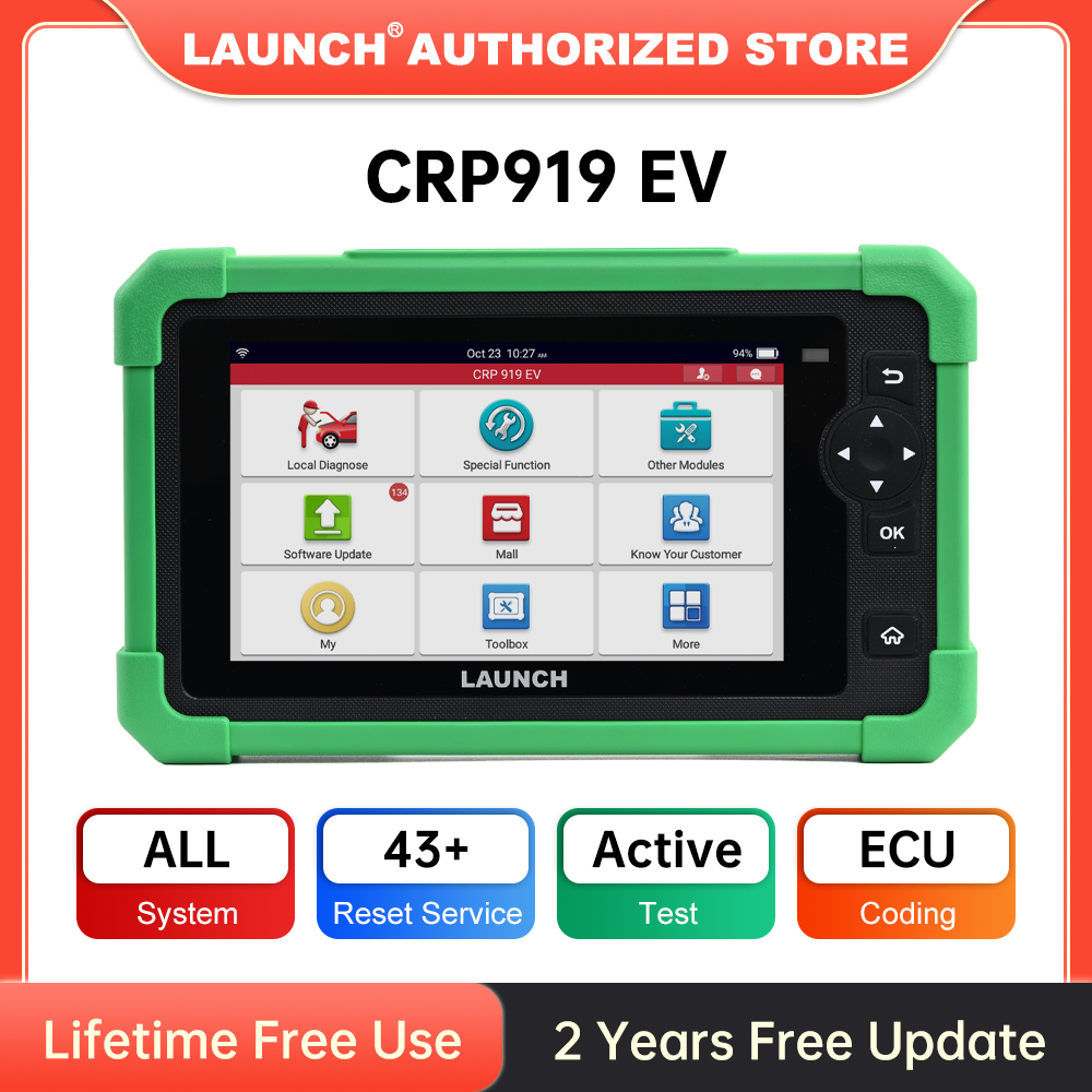 LAUNCH X431 CRP919 EV 新エネルギー車診断ツール CAN FD DOIP OBD スキャナーすべてのシステム 43 リセット ECU コーディング双方向