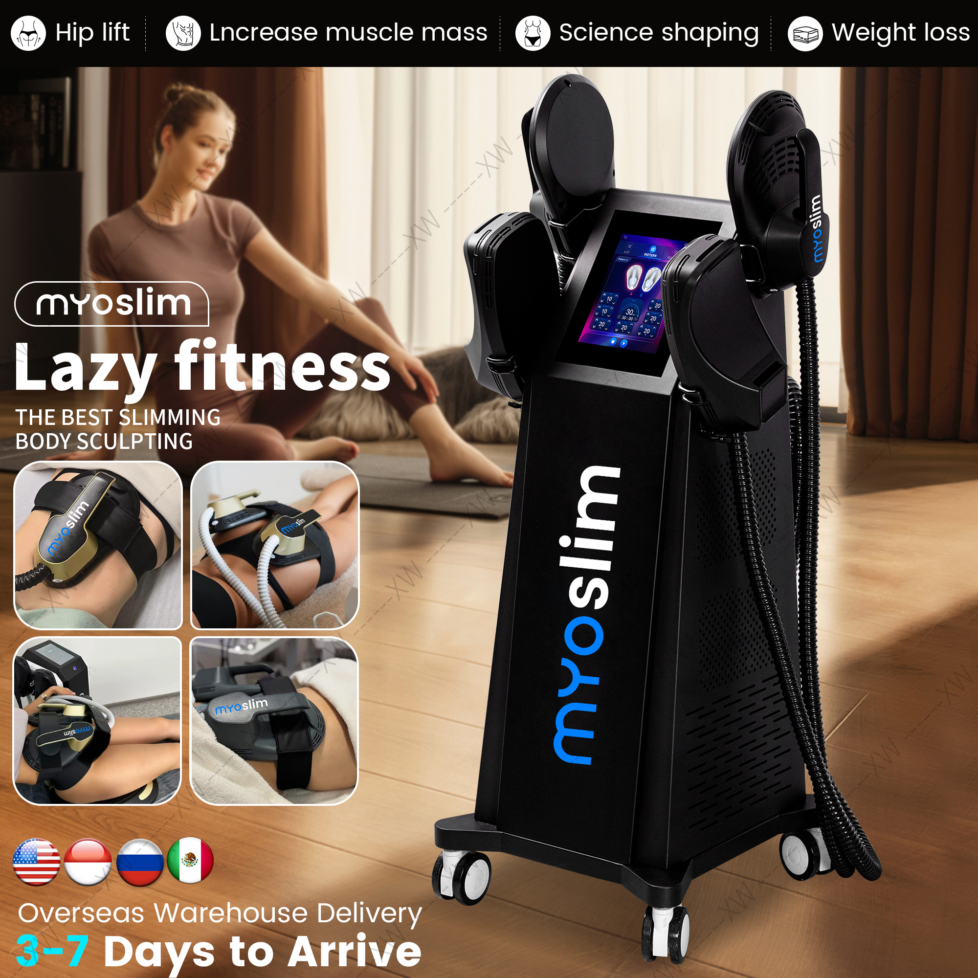 EMS MYOslim 無線周波数ボディスカルプティングデバイス筋肉彫刻脂肪燃焼減量 6500 ワットハイパワー 200Hz.15T