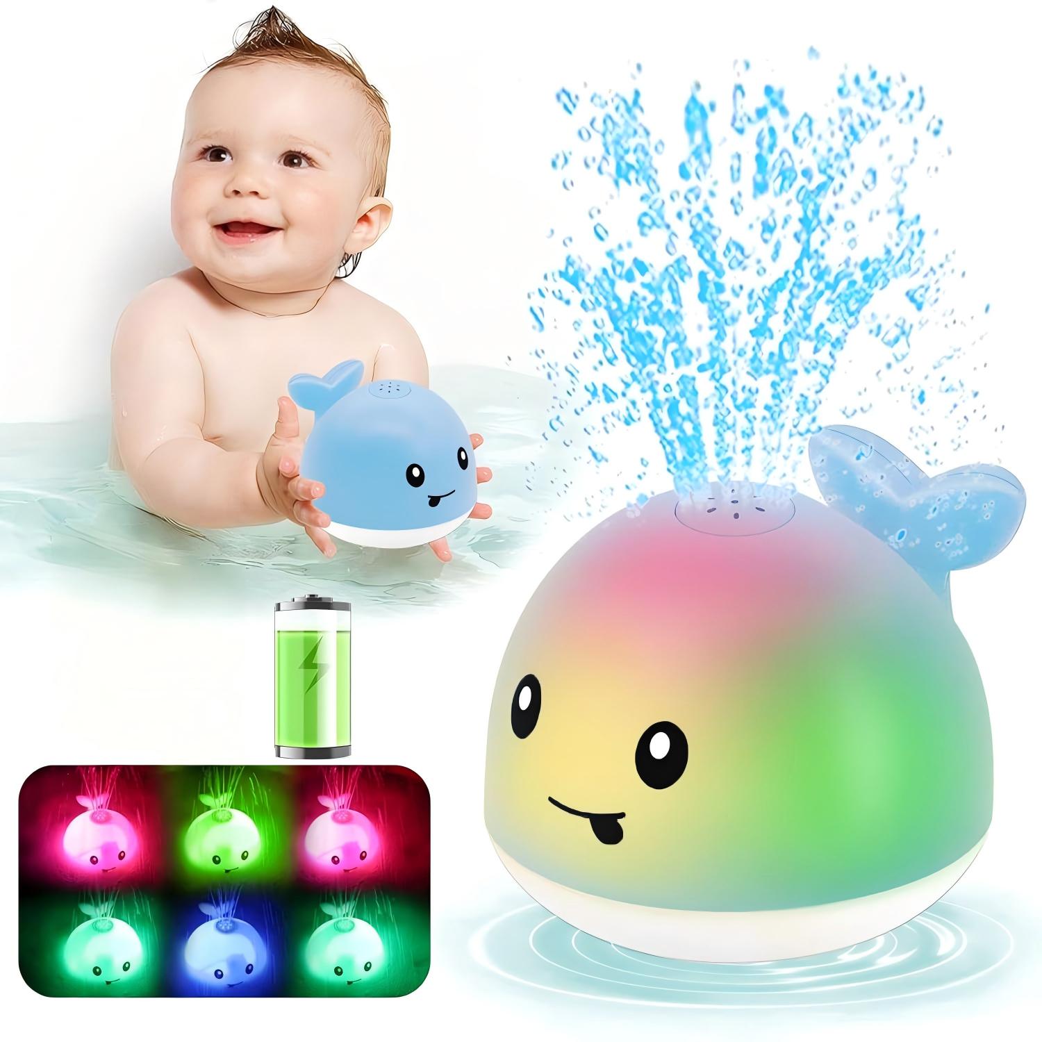 ベビーバスおもちゃ、子供用幼児バスおもちゃ、感知水噴霧発光クジラ、プール浴槽シャワー洗面器赤ちゃんおもちゃ幼児ギフト