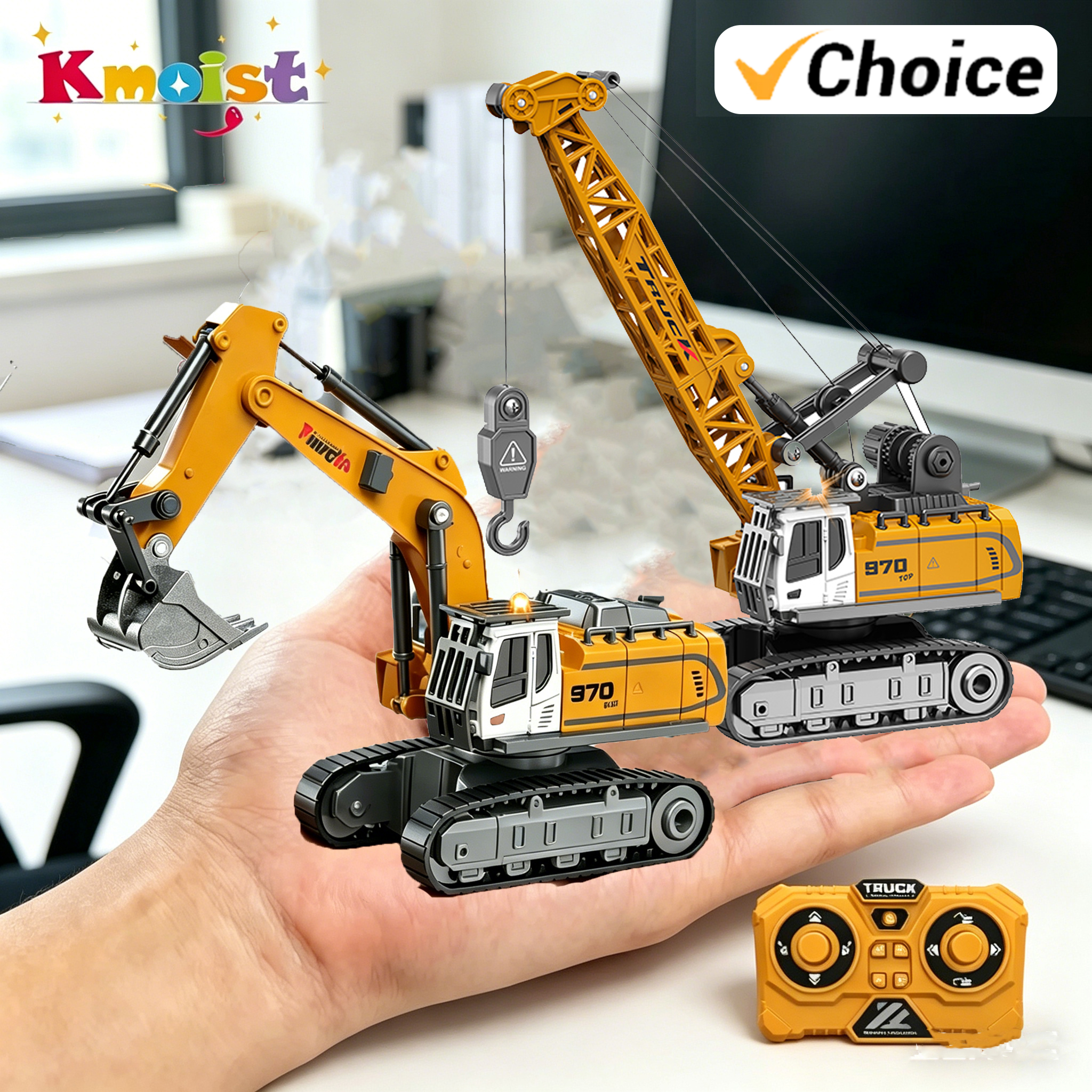1/64 ミニデスクトップ RC カーおもちゃ合金リモコンクローラーショベル光と音のおもちゃ付き男の子子供の誕生日プレゼント