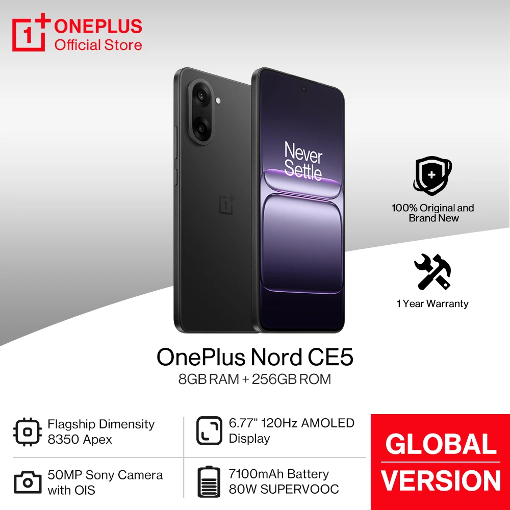 ワールドプレミア OnePlus Nord CE 5 グローバル バージョン スマートフォン 7100mAh バッテリー MediaTek Dimensity 8350 Apex 50MP Sony LYT-600 カメラ