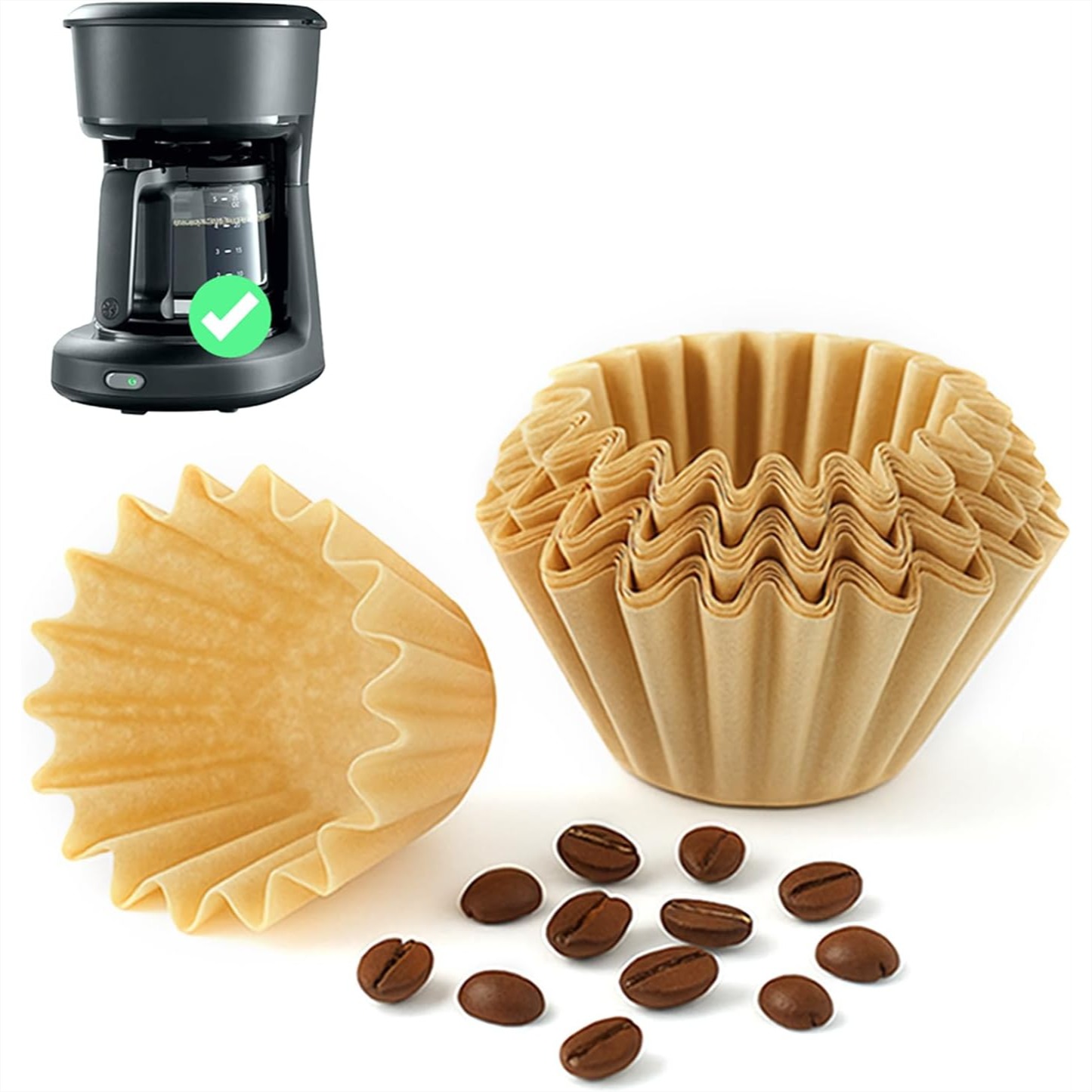 Mr.Coffee と互換性のある 5 カップコーヒーメーカーフィルター、ミニ醸造用の厚みのある天然紙フィルター、100 個