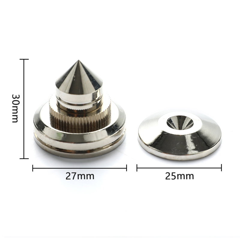 4 個 30*27 ミリメートルスピーカースタンド足フットパッド純銅シルバースピーカーボックススパイクコーン床フットネイル M28*26