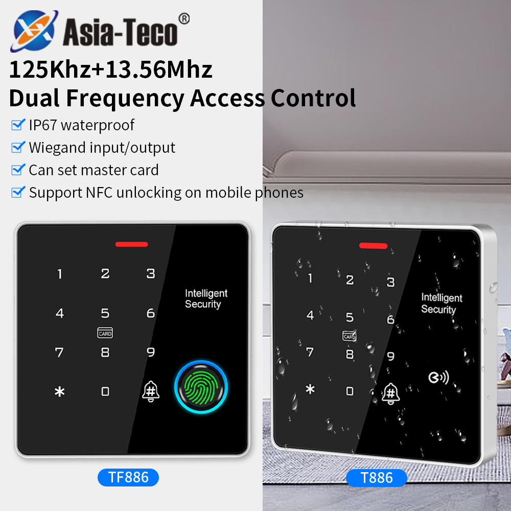 TF886 指紋キーパッドスタンドアロン Rfid カードリーダー 12V 電気アクセス制御システムドアエントリー亜鉛金属バックライト用