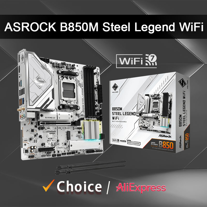 ASROCK 新 B850M スチールレジェンド WIFI AMD B850 マイクロ ATX AMD Ryzen 9000 8000 7000 シリーズマザーボードソケット AM5