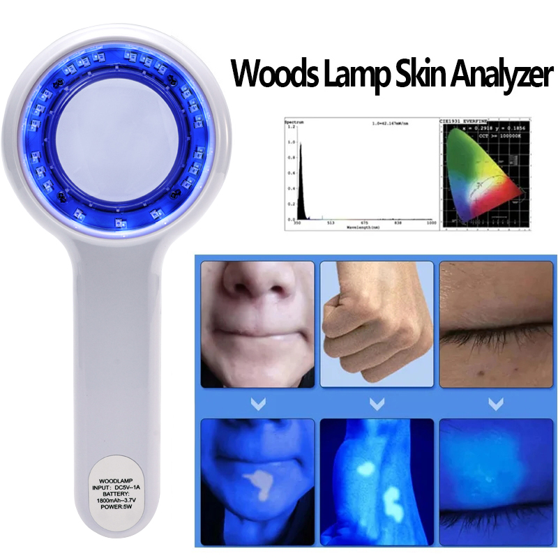 新しいウッズランプスキンアナライザーポータブルフェイシャルサロン美容アナライザー UV ランプ木製皮膚科分析テスト検査