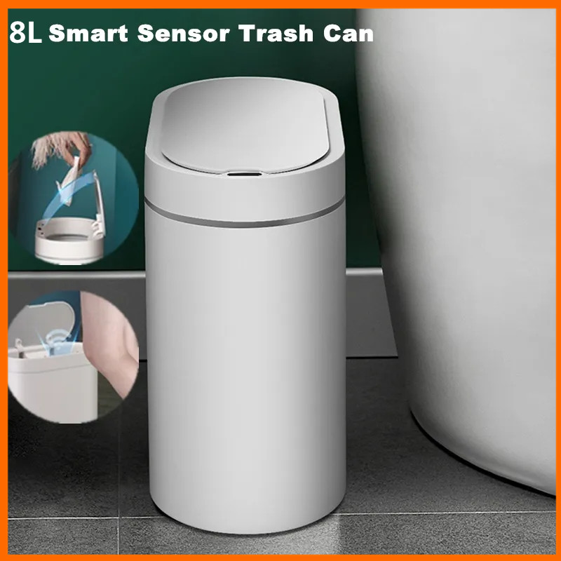 8L/15L スマートセンサーゴミ箱電子自動家庭用浴室トイレ防水狭い縫い目センサービン