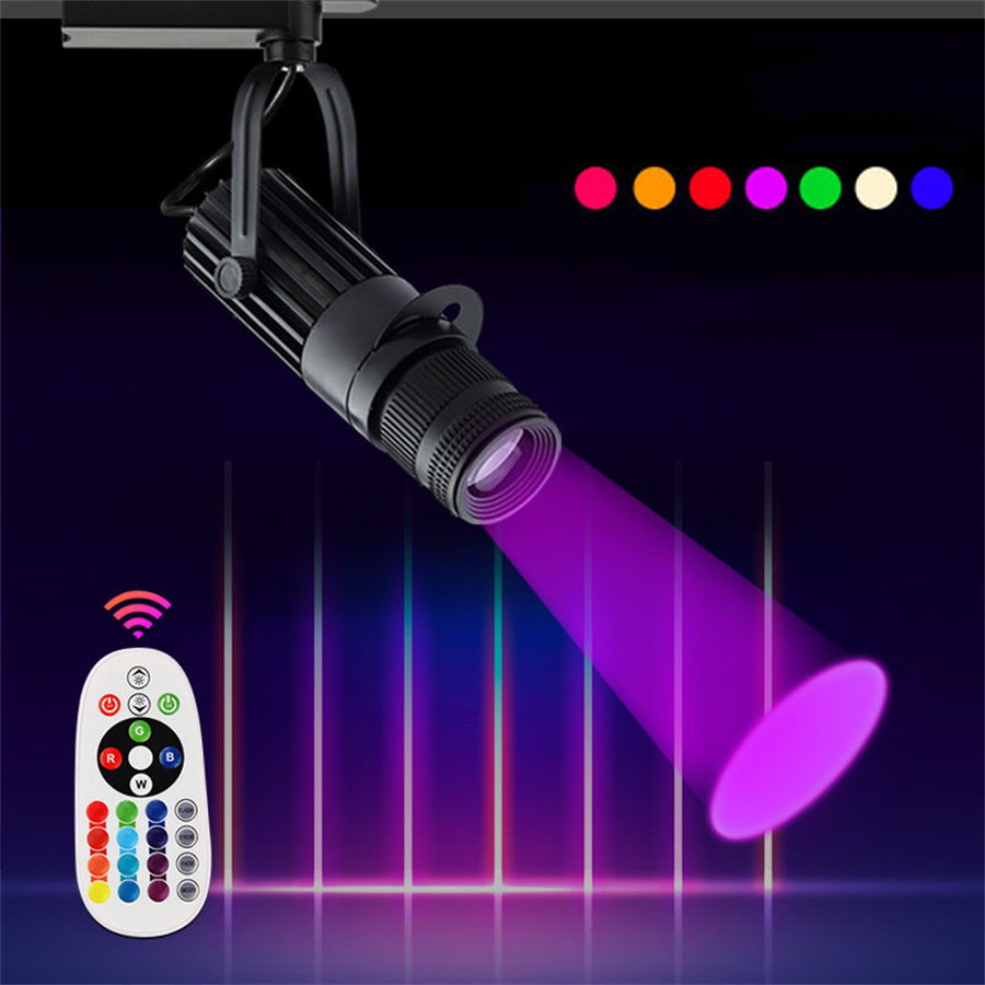 RGB 変更可能な LED トラック ライト 調整可能なフォーカス LED スポットライト ステージ RGB シーリング ライト プロジェクション ディスプレイ背景壁ランプ