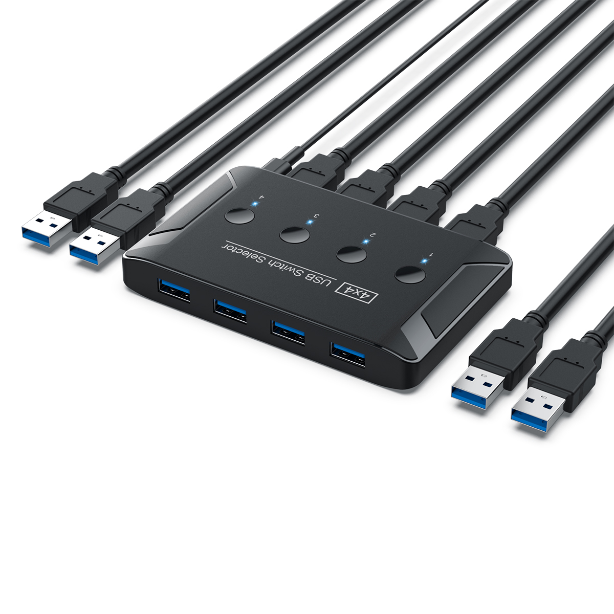 OULLX KVM スイッチ 4X4 USB 3.0 スイッチャー セレクター ボックス 4 ポート共有 4 デバイスキーボード マウス スキャナー プリンター Kvm スイッチ ハブ