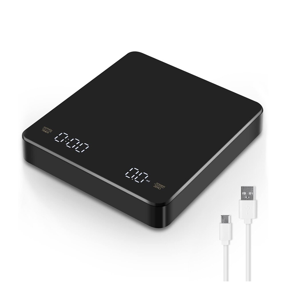 デジタルコーヒースケール タイマー付き LED スクリーン エスプレッソ USB 3kg 最大計量 0.1g 高精度測定オンス/ml/g キッチンスケール