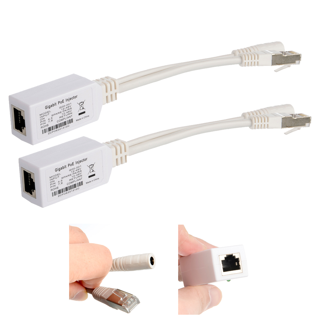 2 個フリーシップギガビット PoE インジェクター 12V-56V 入力コネクタケーブル PoE スプリッター/PoE インジェクター MikroTik モード B 動作用