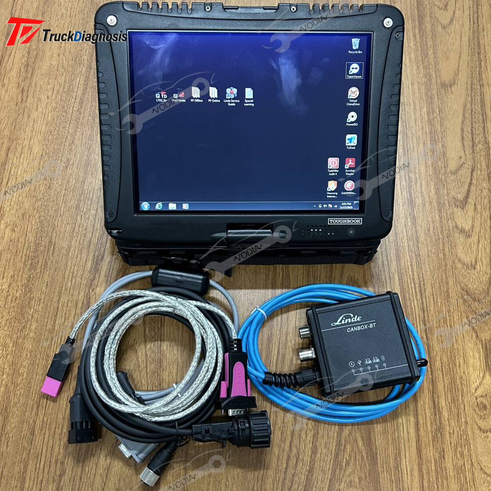 2024 Forklift Professional Diagnostic Tool For Linde Canbox BT Kit Electric CANBOX TO TRUCK Pathfinder LSG+CF19Laptop