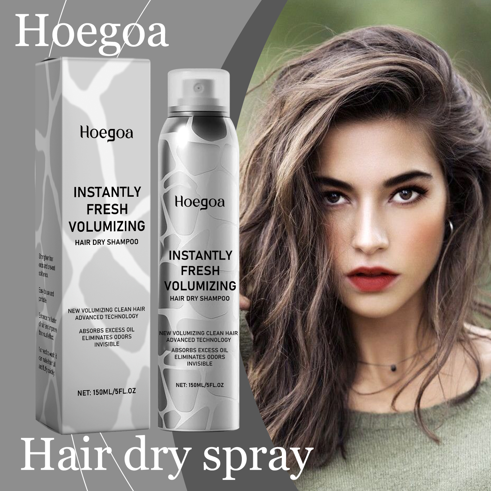 Hoegoa ヘアドライスプレー ボリュームアップ さわやかオイルコントロール 非刺激性頭皮ケア スムージング フレッシュフレグランス ドライヘアスプレー