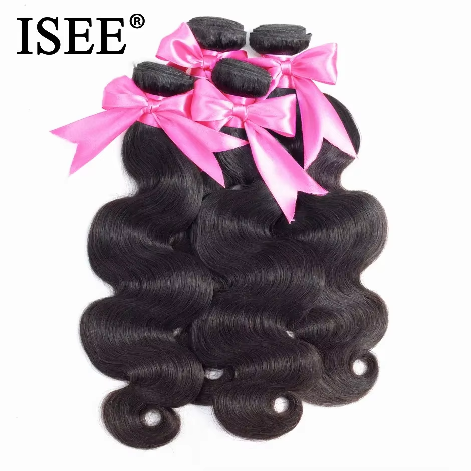 ISEE HAIR ペルー実体波人毛バンドル 100% 人毛エクステンション ナチュラル カラー 1/3/4 バンドルを購入できます太い髪織り