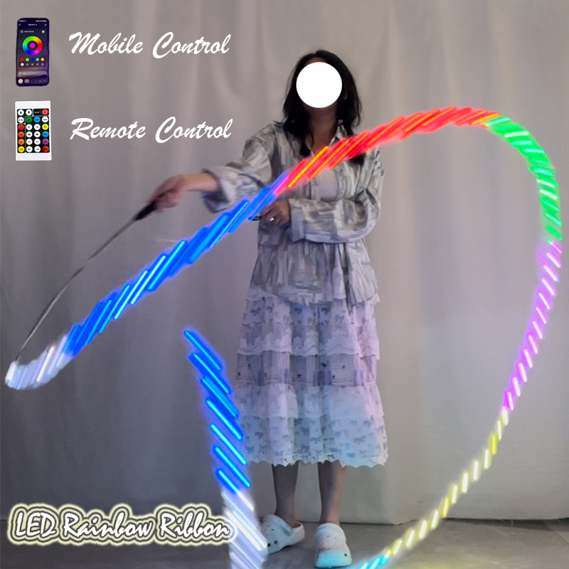 リズミカルゲームパフォーマンス光るポイ LED 体操リボンエクササイズストリーマーフローポイリボンカラフルなフィットネスジャグリング小道具