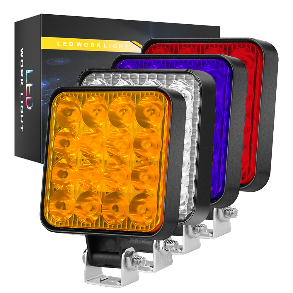 正方形 16LED ワークライト LED 車フロントフォグライト DC12V トラック SUV 4X4 4WD エンジニアリングヘッドライトオフロード LED ラウンドヘッドランプ