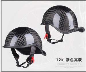 カーボンファイバー製ダックテール型バイク用ヘルメット、夏用ユニセックスハーフヘルメット、レトロスタイルのクルーザー用安全ヘルメット