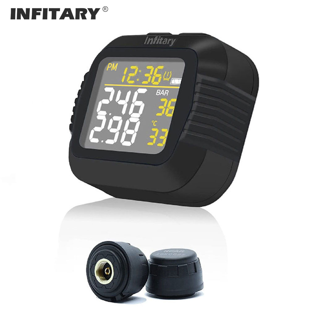 Infitary オートバイ TPMS タイヤ空気圧監視システムビッグワイヤレス LCD カラフルなディスプレイシフトステータス正確なデジタルモト