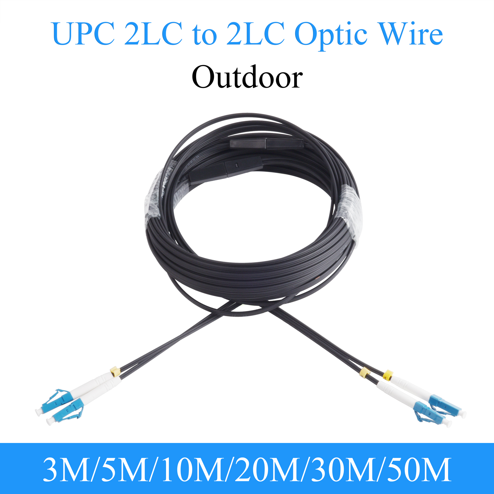 光ファイバーワイヤー UPC 2 LC から 2 LC 光変換シングルモード 2 コア屋外延長ケーブルパッチコード 3 メートル/5 メートル/10 メートル/20 メートル/30 メートル/50 メートル