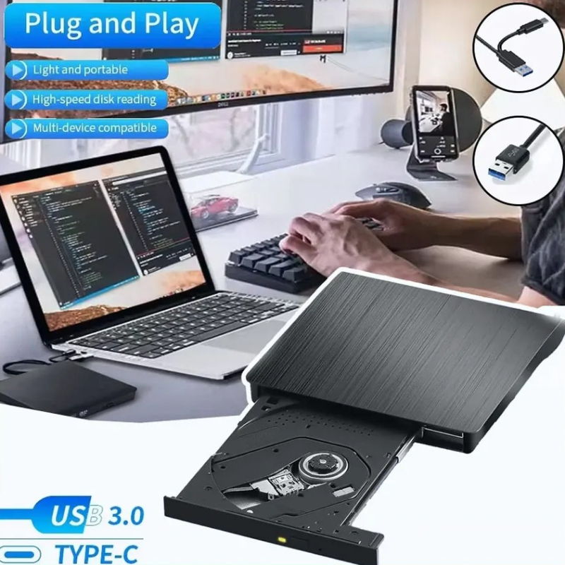 2 In1 タイプ C USB 3.0 外部 CD DVD ドライブ DVD/CD プレーヤーリーダーバーナー光学ドライブ外部 CD RW リーダー Mac デスクトップ PC 用
