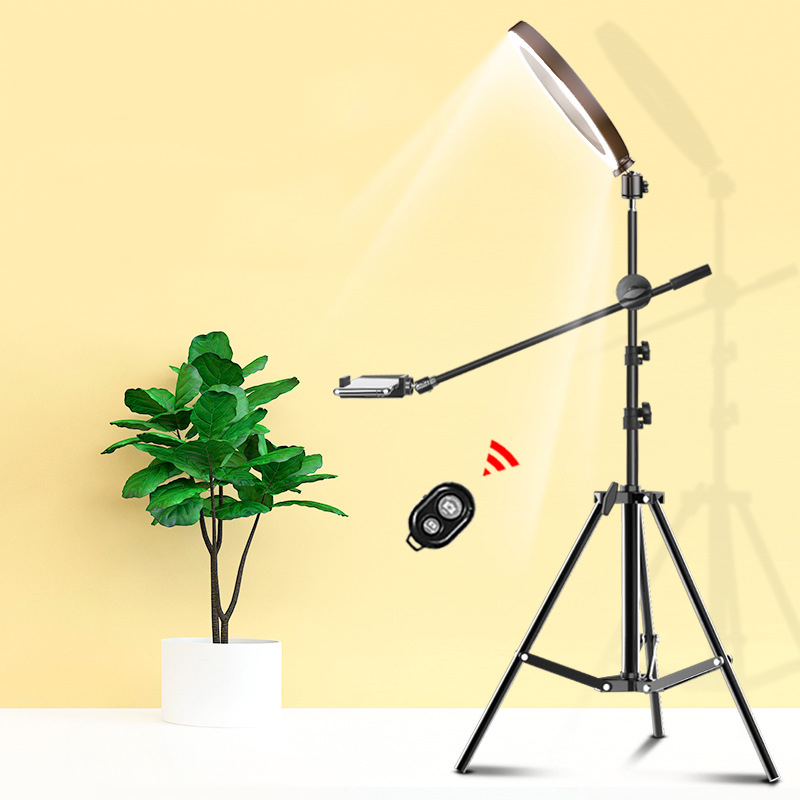 Selfie LED リングライト調節可能な卓上電話撮影ブラケットスタンド写真撮影リングライト三脚スタンドブームアーム Youtube