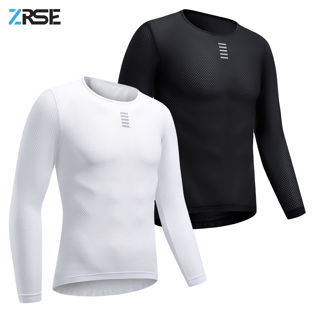 ZRSE 男性サイクリングベースレイヤージャージトレーナー長袖自転車服ロード MTB バイク服反射通気性メッシュ