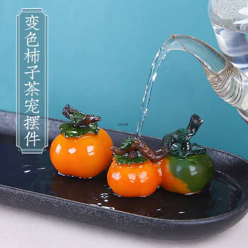 Color-Changing Tea Pet Persimmon Tea Tray Tea Play Art Ornament Чаепитие