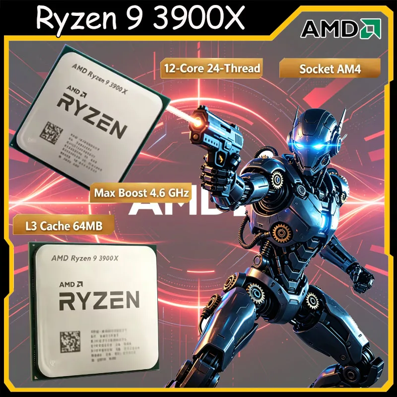 AMD Ryzen 9 3900X デスクトッププロセッサ 12C 24T 3.8 4.6GHz 7nm Zen2 AM4 ソケット 6MB L2 64MB L3 105W PCIe 4.0 ゲーム CPU トレイ