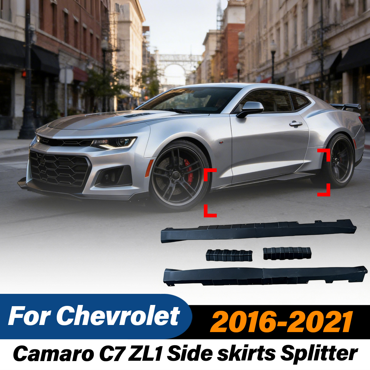 シボレーカマロ ZL1 1LE 2016 2017 2018 2019 2020 2021 サイドスカート延長スプリッターリップサイドロッカーパネルスポイラーボディキット
