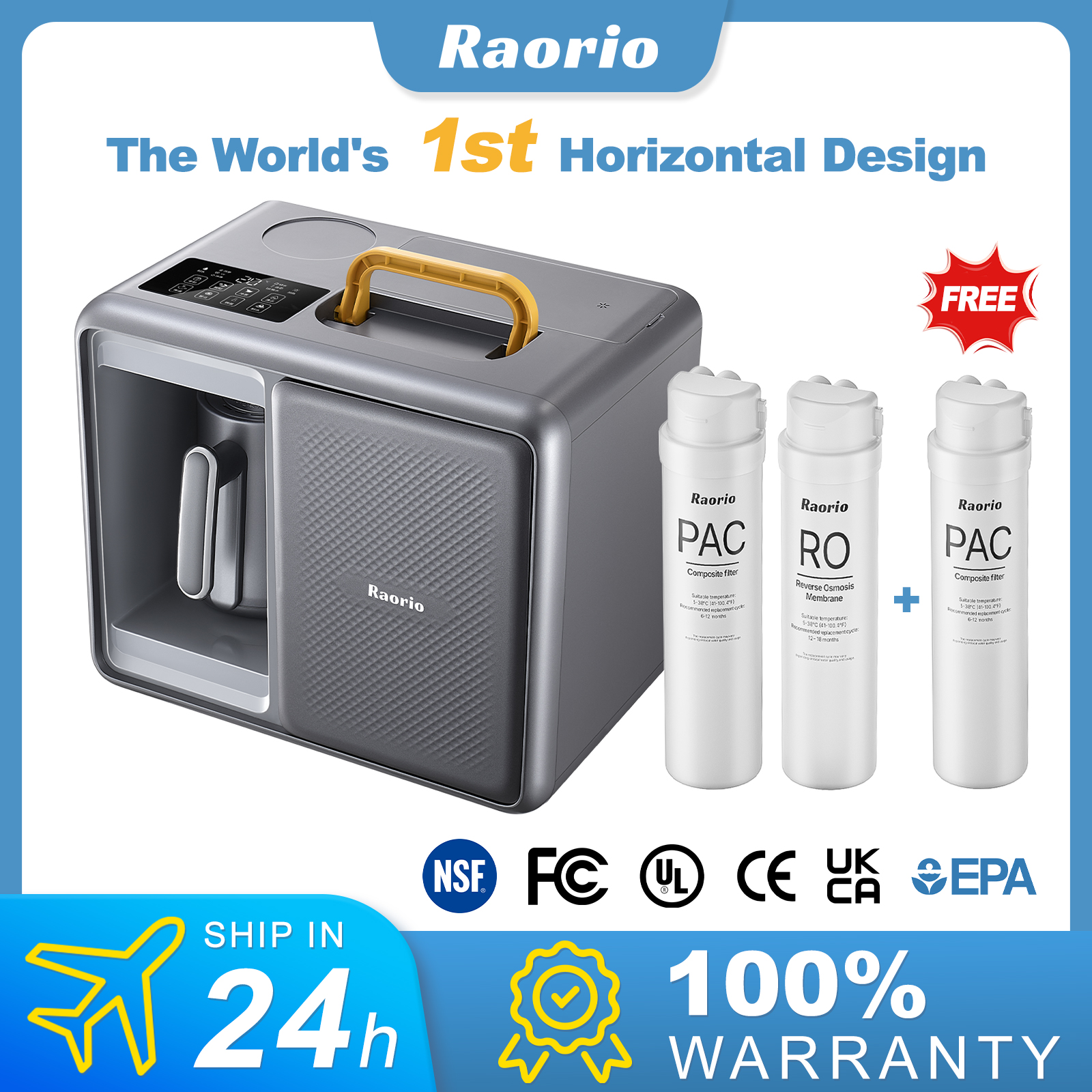 Raorio キャンプ水飲料フィルター屋外インテリジェント逆浸透システムポータブル加熱水 5 段階 RO