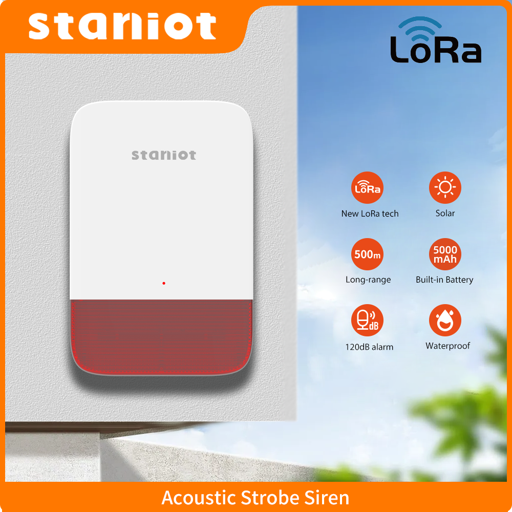 Staniot LoRa ワイヤレスストロボサイレン防水 120dB 高デシベルアラーム Secpanel 7 Pro で動作 500 メートルの伝送距離