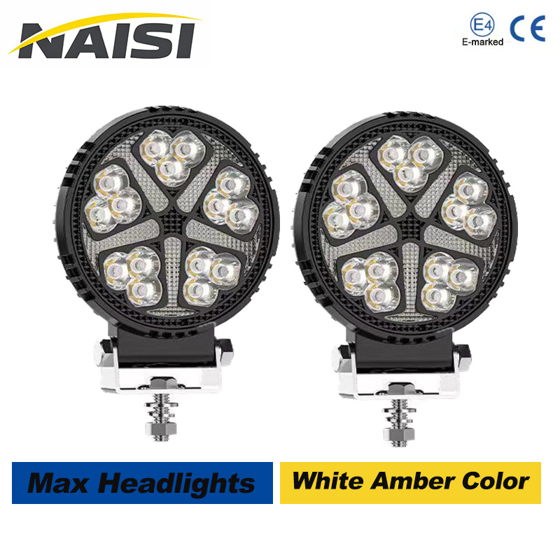 ラウンド 110 ミリメートル自動照明システム DC9V-60V オフロード LED スポットフラッドライトラウンド 16SMD LED ワークライト車のトラック ATV SUV