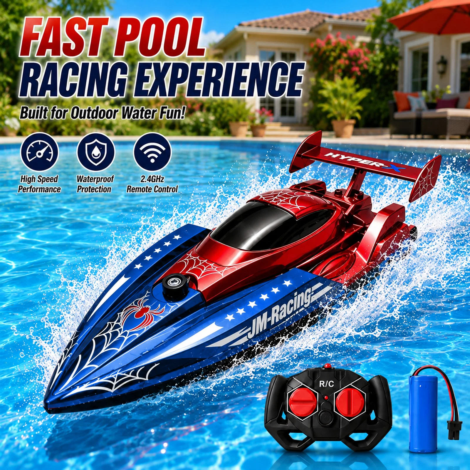 高速 RC バッテリーボート 2.4Ghz リモートコントロールレーシング船水上スピードボート子供男の子屋外プールモデルおもちゃギフト