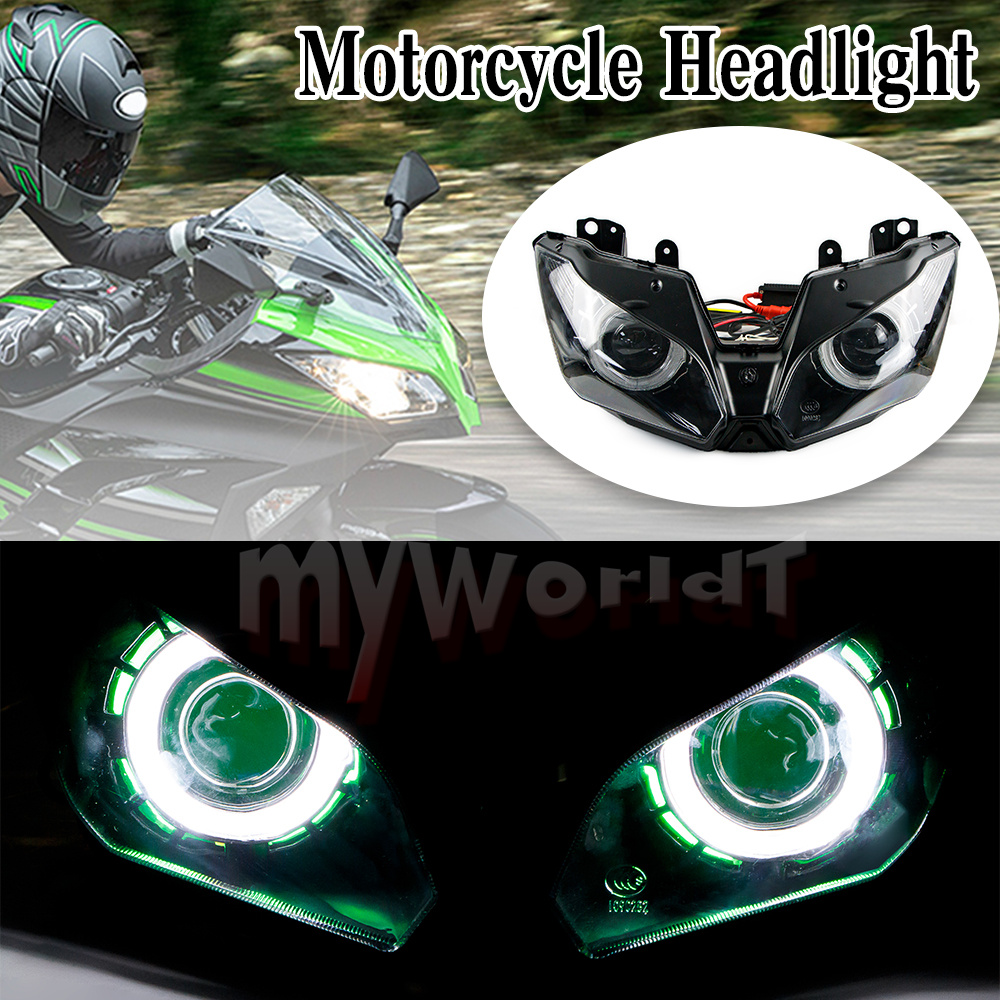 Kawasaki Versys 650 1000 2015-2018 KLE650 KLZ1000 オートバイヘッドランプエンジェルアイ HID ヘッドライト 2016 2017 15 16 17 18