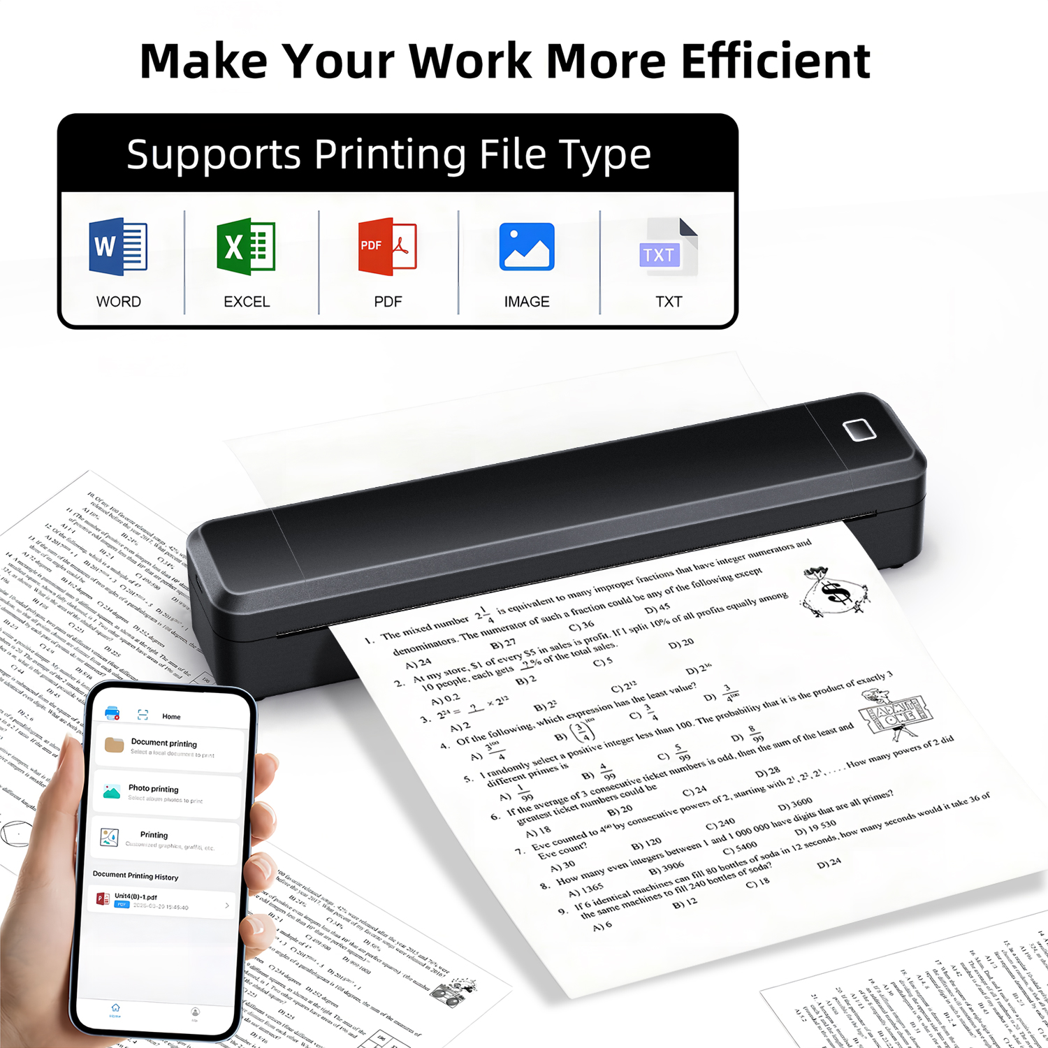 Marklife X8 ミニ A4 サーマルプリンター Bluetooth 写真 PDF ドキュメント印刷インクレスマシンオフィスワークホームスクール旅行