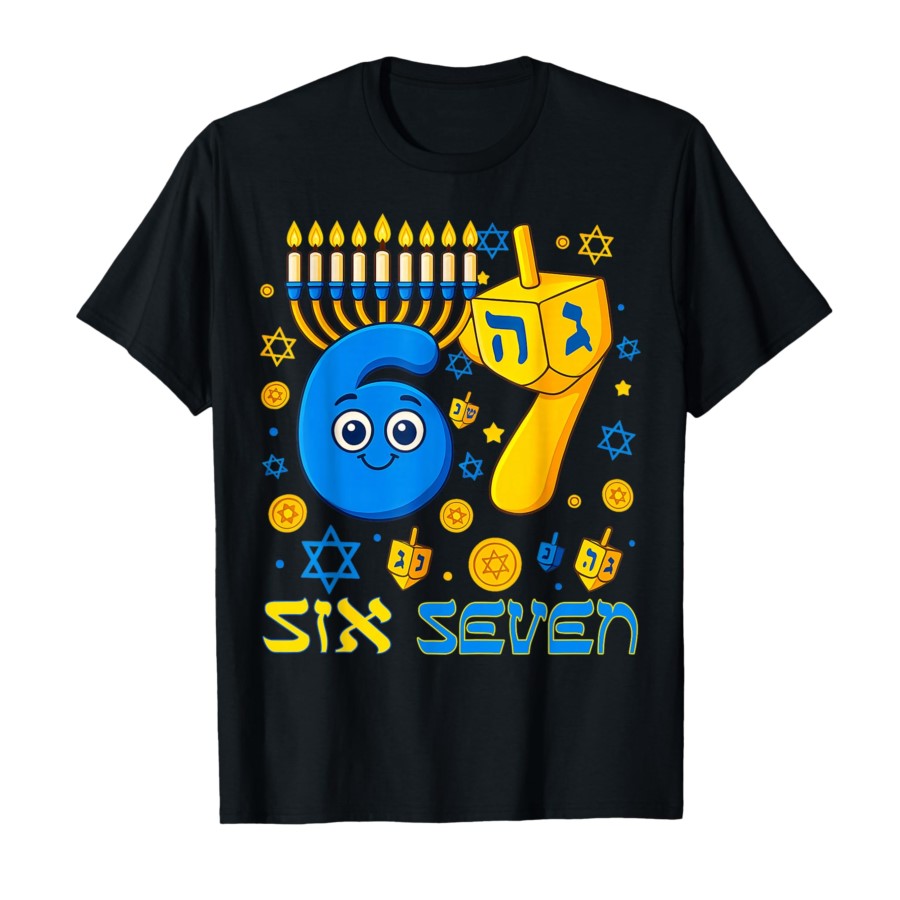 おかしいシックスセブン 67 ミーム皮肉なハヌカユダヤ人ハヌカ Tシャツ男性の女性のための綿 100% Tシャツ半袖トップス P820