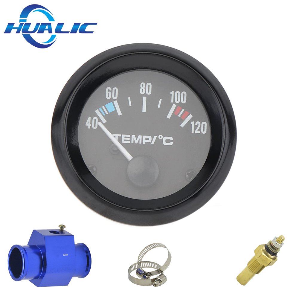 HUALIC 2 "52 ミリメートル車の水温 12V 40-120℃ ホワイトライト水温ゲージ温度ジョイントパイプセンサーアダプターオートメーター送料無料